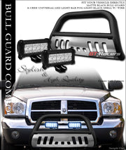 Matte Blk Bull Bar Bumper Guard+Skid+36W CREE LED Lights 05-11 Dodge Dakota
