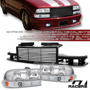 Chrome Headlights K2+Bumper Am+Matte Blk Horizontal Grille 98-04 S10/Blazer