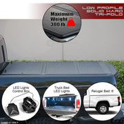 2016-2023 Toyota Tacoma 6 Ft Bed Low Profile Hard Tri Fold Tonneau Cover+LED
