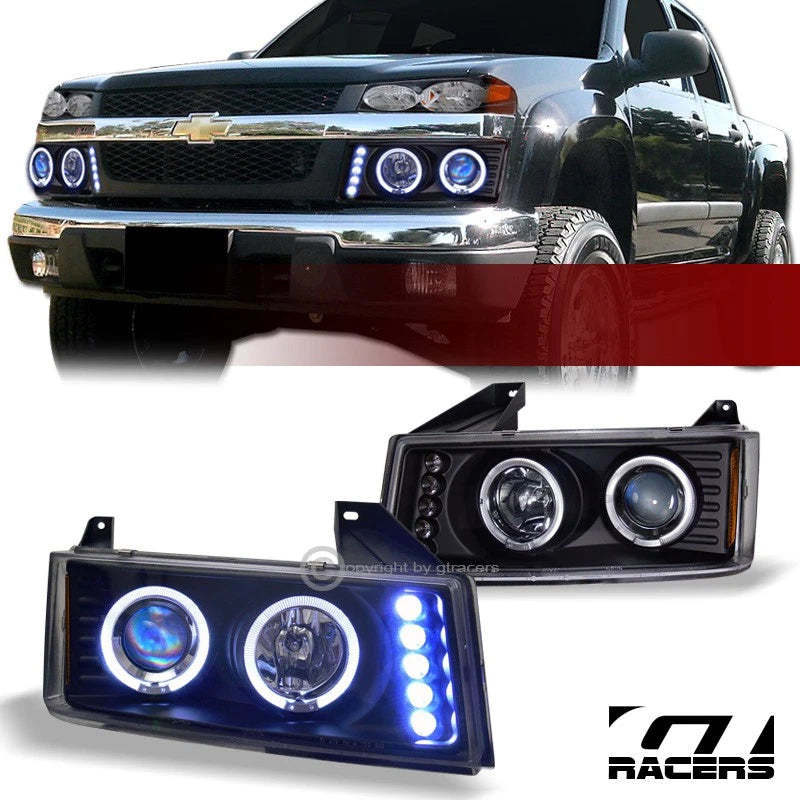 2004-2012 Colorado/Canyon Black LED Halo Projector Headlights Signal Amber