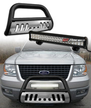 2004-2023 Ford F150 Matte Black Bull Bar Guard+Skid+120W CREE LED Fog Light