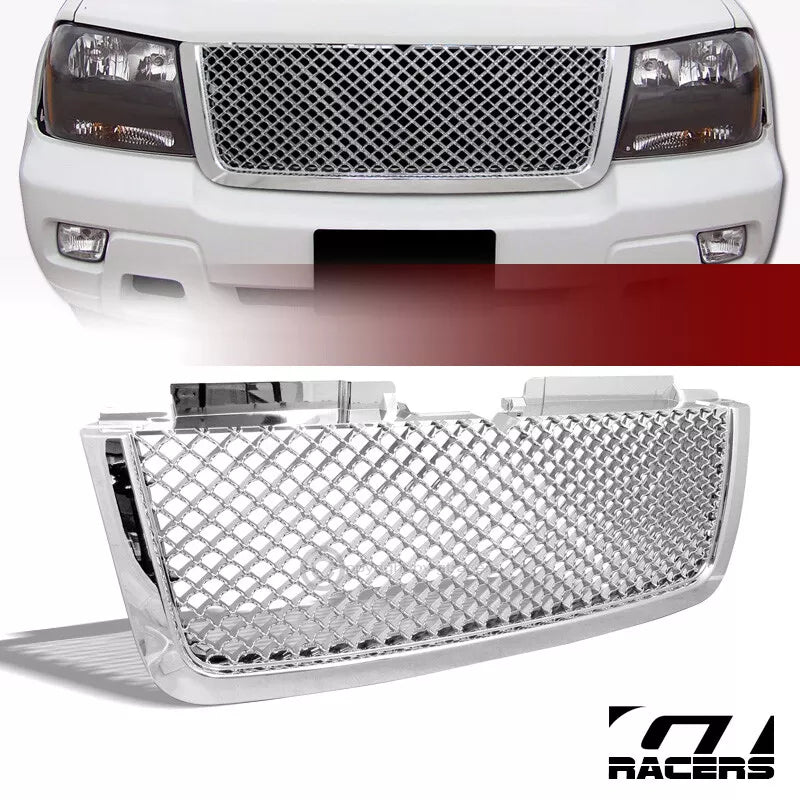 2006-2009 Chevy Trailblazer Lt Chrome Luxury Mesh Front Hood Bumper Grille