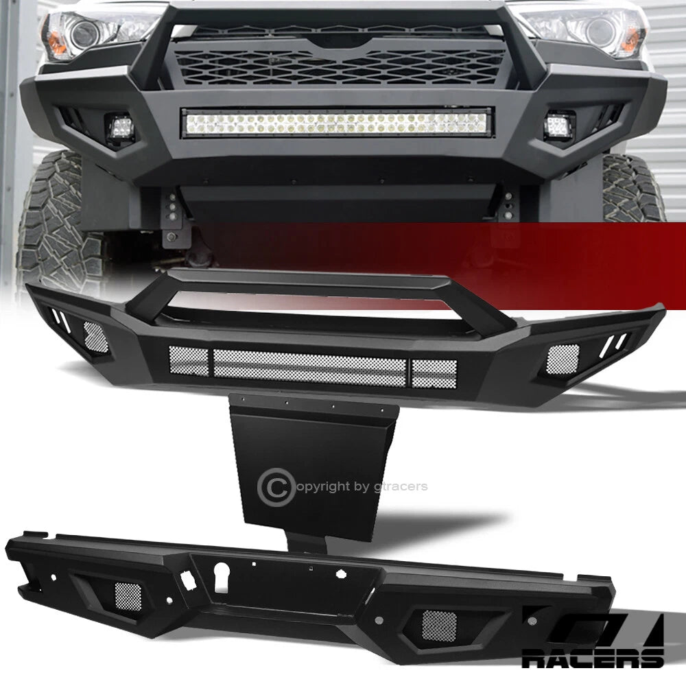 2015-2017 F150 Matte Blk Full Width Front & Rear Bumper+Hoop Bar+Skid Plate