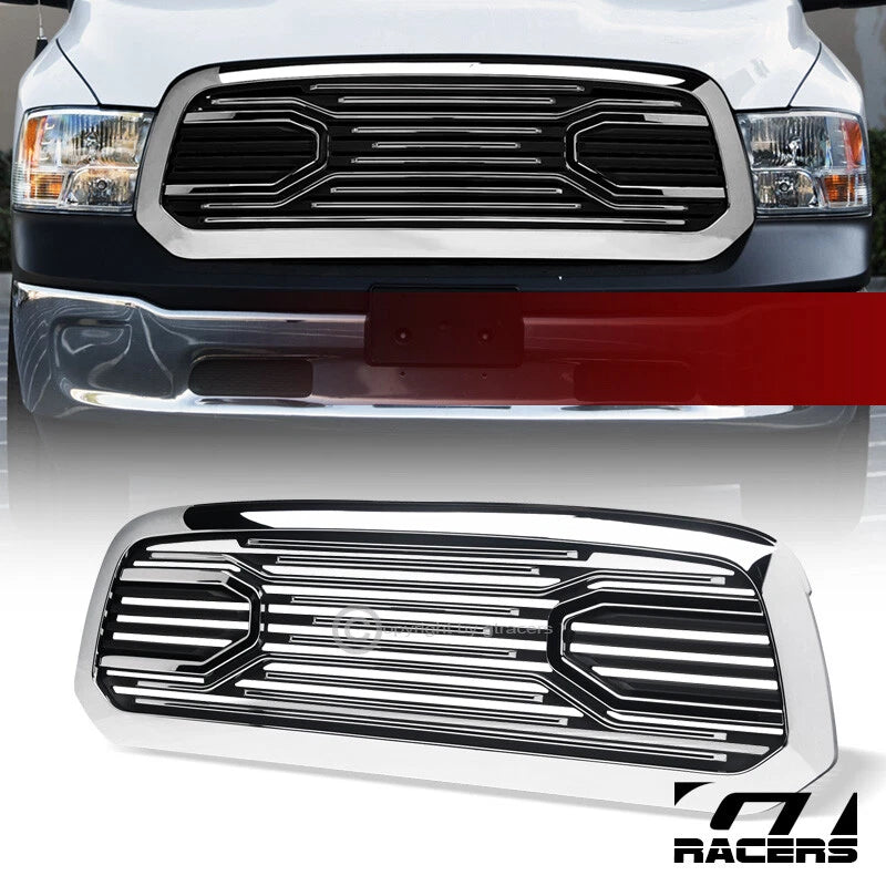 2013-2018 Dodge Ram 1500 Chrome Big Horn Style Front Bumper Grill Grille ABS
