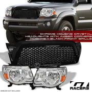 2005-2011 Toyota Tacoma Chrome Headlights Signal Amber nb+Black Mesh Grille
