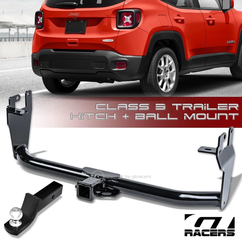 2015-2023 Renegade Class 3 Blk Trailer Hitch Receiver+2" Drop Ball Mount Kit