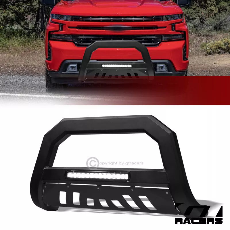 2019-2021 Silverado/Sierra 1500 Matte Black AVT Aluminum LED Bull Bar Guard
