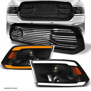 Switchback Sequential 13-18 Ram 1500 Blk LED Projector Headlights A+BH Grill