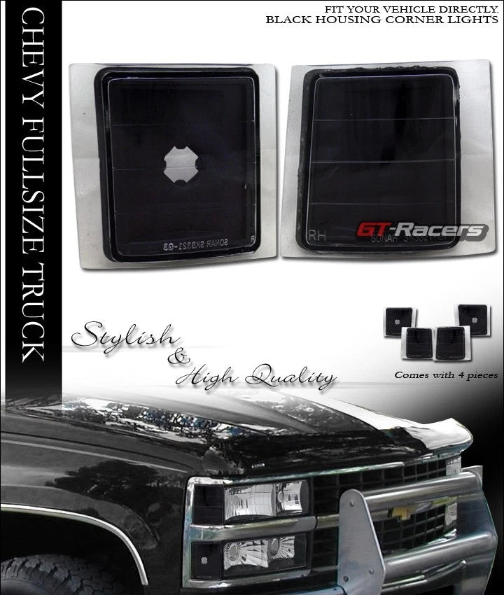 1994+ Chevy C10 C/K Truck/Suv Black Signal Parking Corner Lights Lamps Yd