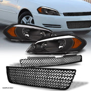 2006-2016 Impala/Limited Black LED Tube Headlights Amber+Up & Lo Mesh Grille