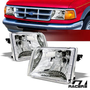 1993-1997 Ford Ranger Euro Style Crystal Chrome Housing Headlights Lamps Ks