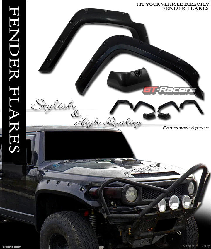 2007-2014 Toyota Fj Cruiser Black Pocket Style Fender Flares Wheel Cover 6Pc
