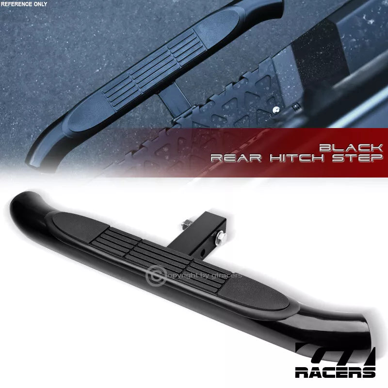 3" Tube Black Rear Trailer Hitch Step Bar Bumper Guard w/2" Tow Receiver G05