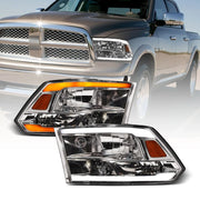 Switchback Sequential 2009-2018 Dodge Ram Chrome Headlights w/LED Tube Bar