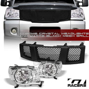 2004-2007 Nissan Titan/Armada Chrome Headlights Signal+Matte Blk Mesh Grille