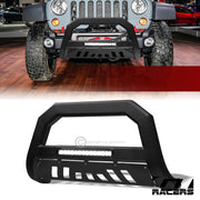 2010-2018 Jeep Wrangler JK Matte Blk AVT Aluminum LED Bull Bar Bumper Guard