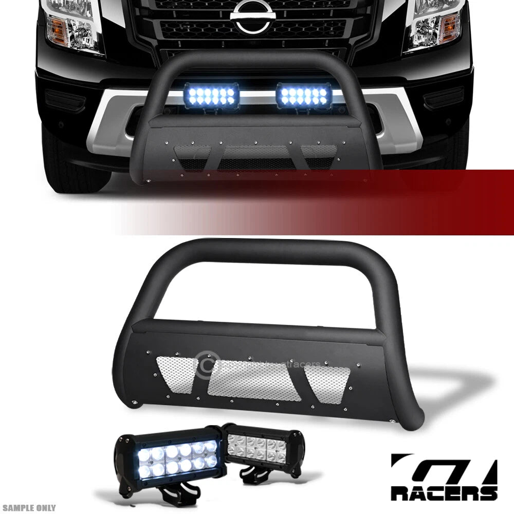 2016-2024 Titan XD Matte Black Studded Mesh Bull Bar+36W CREE LED Fog Lights