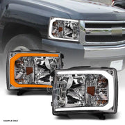 Switchback Sequential 2007-2014 Silverado Chrome Headlights w/LED Tube Bar
