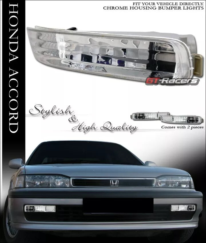 1992-1993 Honda Accord Euro Chrome Clear Turn Signal Parking Bumper Lights