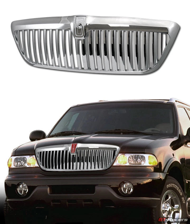 1998-2002 Lincoin Navigator Chrome Vertical Upper Front Bumper Grill Grille