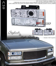 Chrome Led Projector Headlights+Bumper+Corner K2 94-00 GMC C10 C/K Truck/Suv