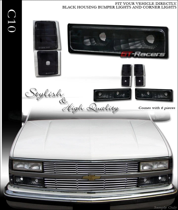 Black Signal Bumper+Corner Lights Lamps Yd 1994-2000 Chevy C10 C/K Truck/Suv