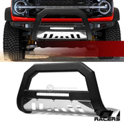 2021-2024 Ford Bronco Matte Blk/Skid AVT Aluminum LED Bull Bar Bumper Guard