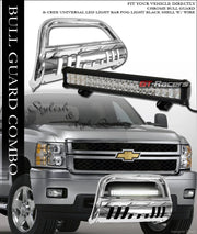 S/S Chrome Bull Bar Guard+120W CREE LED Light V2 07-10 Silverado/Sierra 2500