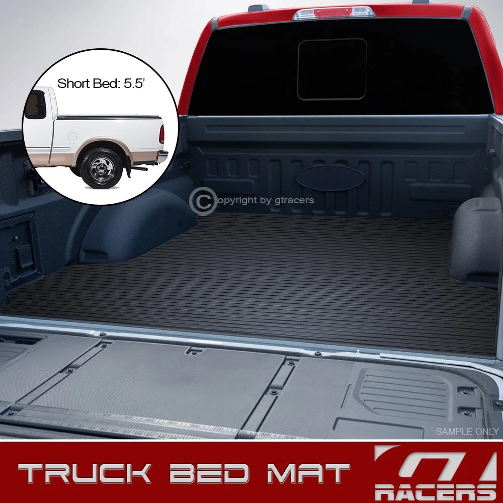 2001-2003 Ford F150 5.5'/66" Blk Rubber Truck Bed Floor Mat Carpet Liner v2