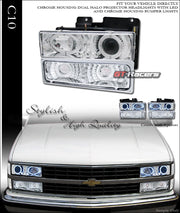 1994-2000 Chevy/GMC C10 C/K Chrome LED Halo Projector Headlights+Bumper yd