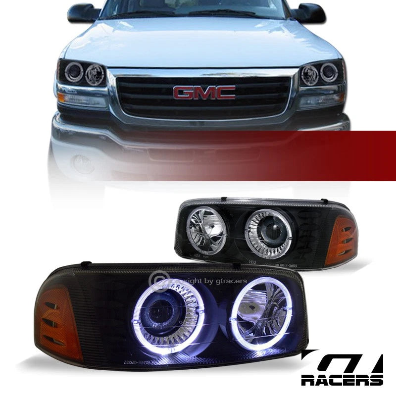 1999-2006 Sierra/Yukon/Denali Black Halo Projector Headlights Lamps Amber Ks
