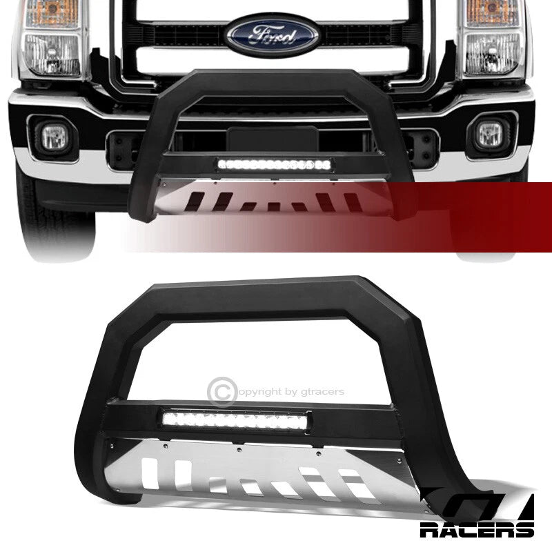 2011-2016 F250/F350 Superduty Matte Black/SS Skid AVT Aluminum LED Bull Bar