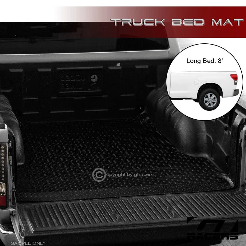 2007-2021 Toyota Tundra 8 Ft Black Rubber Diamond Truck Bed Floor Mat Liner