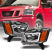 2004-2015 Titan/2005-2007 Armada Chrome Headlights Signal Amber w/LED Tube
