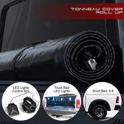 2009-2018 Ram 1500 5.7 Ft Short Bed Lock & Roll Up Tonneau Cover+LED Lights