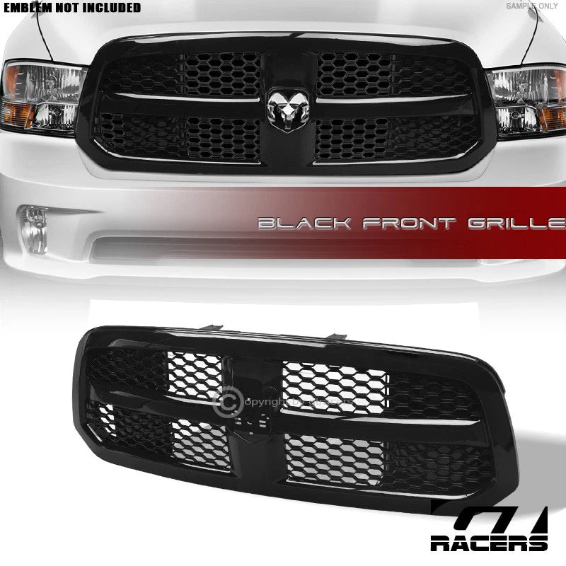2013-2018 Dodge Ram 1500 Glossy Black Oe Honeycomb Mesh Front Bumper Grille