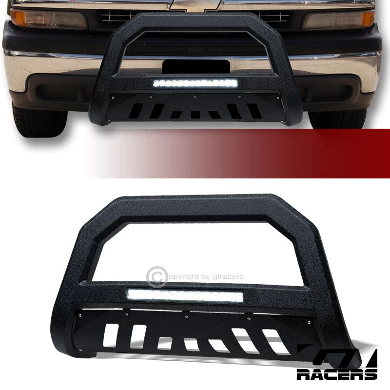 1999-2006 2007 Silverado/Sierra Textured Blk AVT Aluminum LED Bull Bar Guard