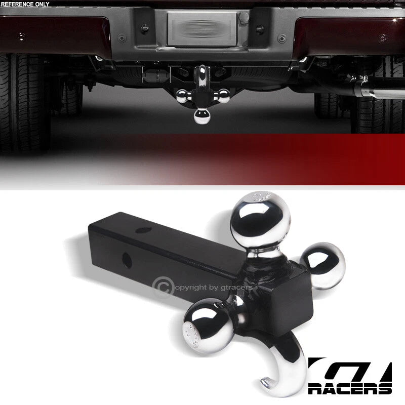 3 In 1 Tri-Ball Mount Trailer Towing Hitch Hook Pin & Clip With 2" Receiver G07