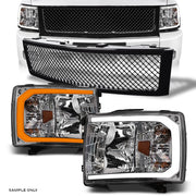 Switchback Sequential 07-13 Silverado 1500 Chrome LED Headlight A+Bk M Grill