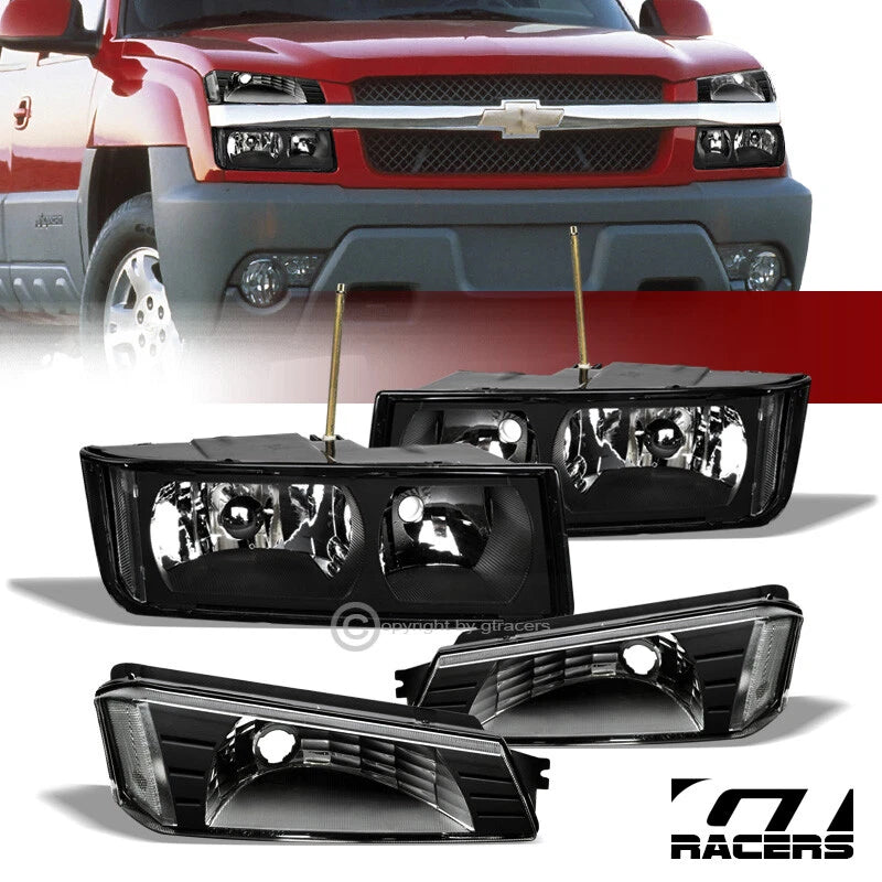 2002-2006 Avalanche Body Cladding Black Headlights Signal Bumper Lamps Nb