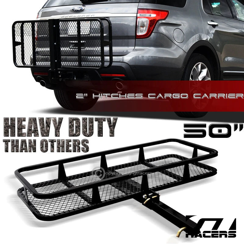 Blk Mesh Foldable Trailer Hitch Luggage Cargo Carrier Rack Hauler Basket 50" G02