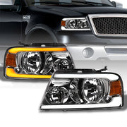 Switchback Sequential 2004-2008 F150/Mark LT Chrome Headlight w/LED Tube Bar