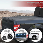 2022-2024 Tundra 5.5 Ft Bed Lo Pro Aluminum Hard Tri Fold Tonneau Cover+LED