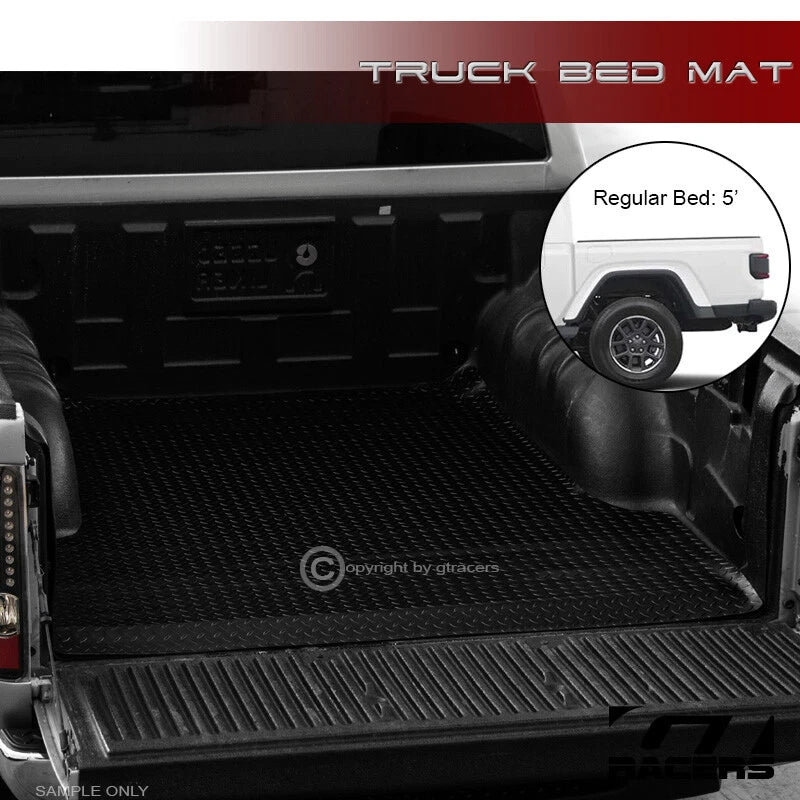 2020-2023 Jeep Gladiator JT 5' Blk Rubber Diamond Truck Bed Floor Mat Liner