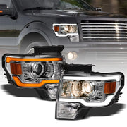 Switchback Sequential 2009-2014 F150 Chrome Projector Headlights w/LED Tube