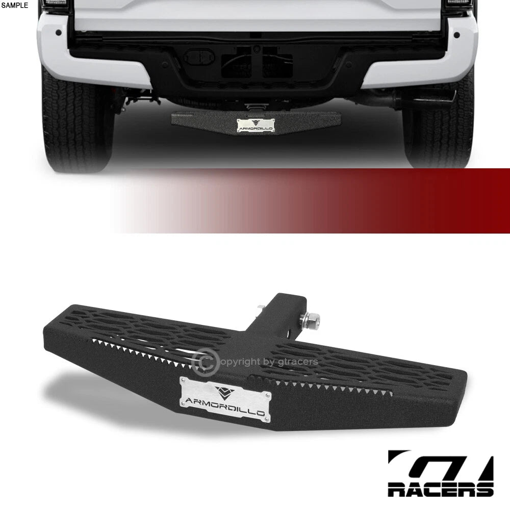 Textured Blk Wide Mesh Style Rear Bumper Trailer Hitch Step+2" Tow Rec ...