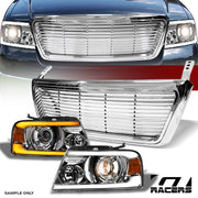 04-08 F150 Chrome Sequential LED Bar Projector Headlights A+Horizontal Grill