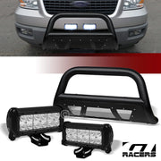 2004-2023 Ford F150 Textured Black Studded Mesh Bull Bar+36W CREE LED Lights