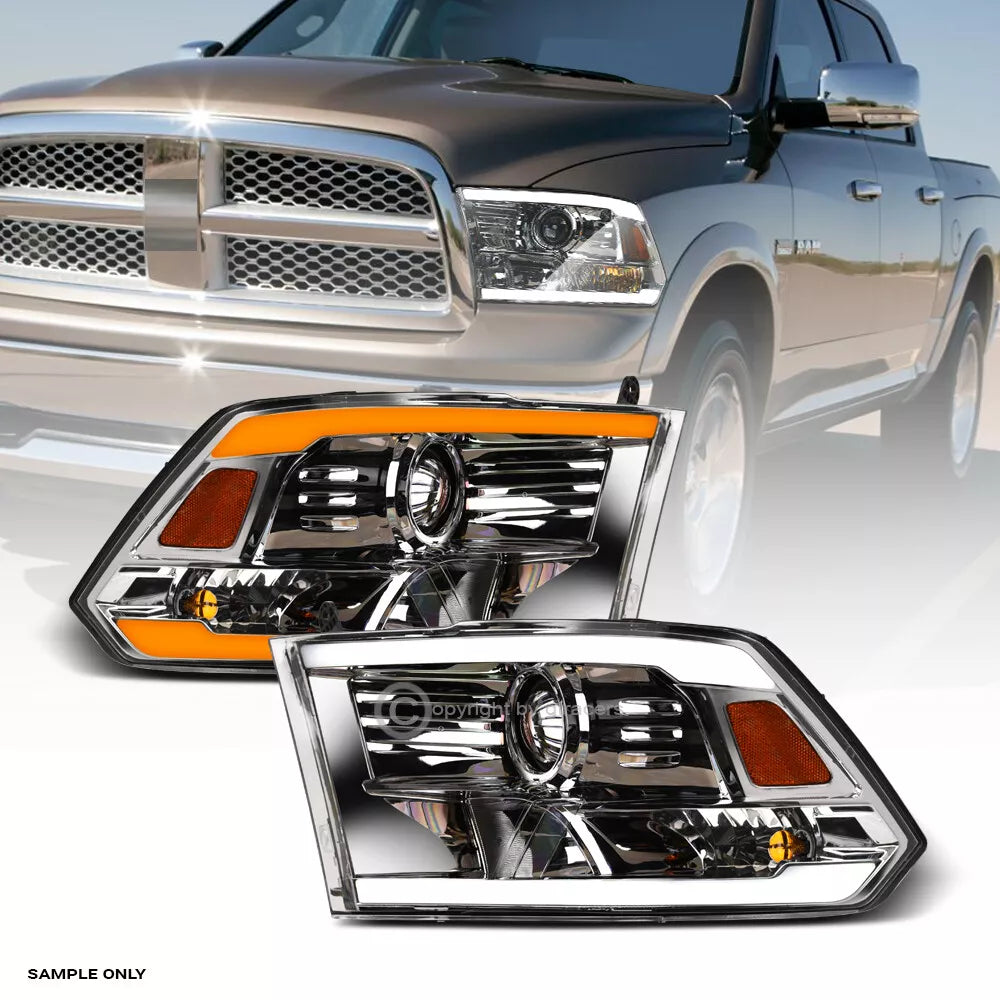 Switchback Sequential 2009-2018 Ram Chrome Projector Headlights w/LED Tube