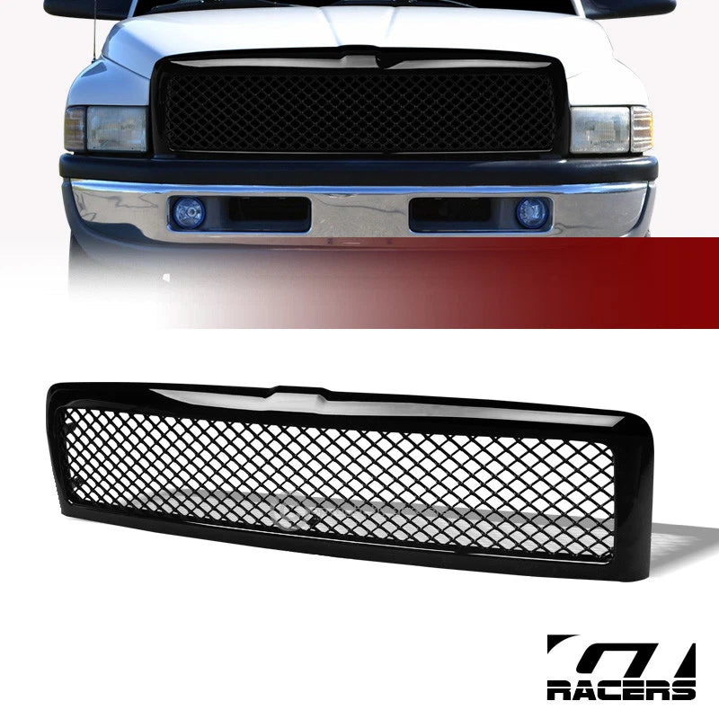 1994-2002 Dodge Ram Glossy Black Mesh Front Bumper Grill Grille Guard ABS